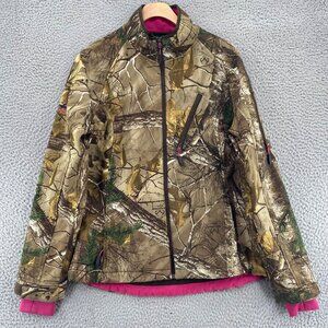 Realtree Jacket Womens Medium Green Camouflage Fleece Lined Zip Pockets Hunting